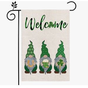 Welcome Gnome Garden Flag, Vertical Double Sided,  12.5 x 18 Inches NEW